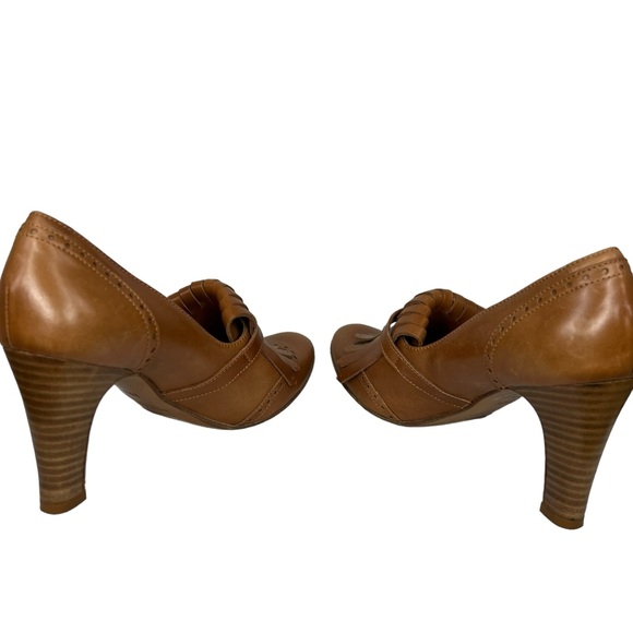 MaxMara Brown Leather Tassel Loafer Oxford Heel Vintage 36 1/2 - Picture 4 of 8